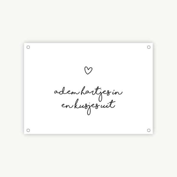 Tuinposter zwart wit - Adem hartjes in en kusjes uit